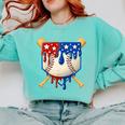 Baseball Drip American Flag Home Plate 4th Of July Patriotic Comfort Colors Sweatshirt Butter