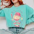 Baseball Drip Ice Cream Breast Cancer Awareness Boys & Girls Comfort Colors Sweatshirt Butter