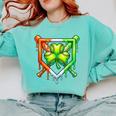 Baseball Drip Ice Cream St Patricks Day Shamrock Lucky Comfort Colors Sweatshirt Butter