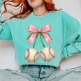 Baseball Girls Women Coquette Pink Bow Baseball Comfort Colors Sweatshirt Butter