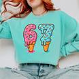 Baseball Ice Cream Drip 6 7 Kids 67 Birthday Comfort Colors Sweatshirt Butter