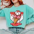 Baseball Ice Cream Drip Baseball Strawberry For Youth Red Comfort Colors Sweatshirt Butter Baseball Ice Cream Drip Baseball Strawberry For Youth Red Comfort Colors Sweatshirt Butter