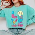 Baseball Love Drip Ice Cream Colorful Baseball Comfort Colors Sweatshirt Butter