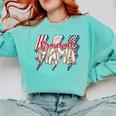 Baseball Mama Lightning Bolt Checkered Varsity Mother's Day Comfort Colors Sweatshirt Butter