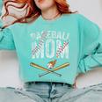 Baseball Mom Crossed Bats With Ball On Fire Distressed Comfort Colors Sweatshirt Butter