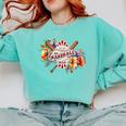 Baseball Mom With Garden Flowers Comfort Colors Sweatshirt Butter