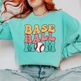 Baseball Mom Groovy Baseball Mom Comfort Colors Sweatshirt Butter