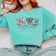 Baseball Mom Love My Boy Retro Casual Letter Print Comfort Colors Sweatshirt Butter
