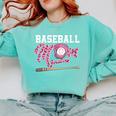 Baseball Mom Pink Ribbon Breast Cancer Awareness Fighters Comfort Colors Sweatshirt Butter