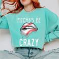 Baseball Mom Pitches Be Crazy Lips Premium Comfort Colors Sweatshirt Butter