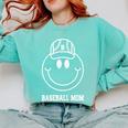 Baseball Mom Smile Face Shirt Varsity Cute Happy Face Women Premium Comfort Colors Sweatshirt Butter