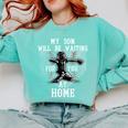 Baseball Mom My Son Will Be Waiting For You At Home Premium Tri-Blend Comfort Colors Sweatshirt Butter