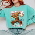 Baseball Player Christmas Gingerbread Smashing Through Snow Comfort Colors Sweatshirt Butter