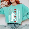 Baseball Silhouette Heart USA Flag Hearts American Boys Kids Comfort Colors Sweatshirt Butter