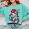 Baseball Skeleton Halloween Playing Comfort Colors Sweatshirt Butter Baseball Skeleton Halloween Playing Comfort Colors Sweatshirt Butter