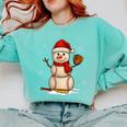 Baseball Snowman Merry Christmas Holiday Sports Xmas Pajamas Comfort Colors Sweatshirt Butter