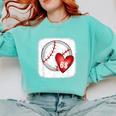 Bleached Custom Baseball Mom Number 68 Heart For Mom Comfort Colors Sweatshirt Butter