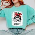 Bleached Tia Life Soccer Messy Bun Baseball Game Day Comfort Colors Sweatshirt Butter Bleached Tia Life Soccer Messy Bun Baseball Game Day Comfort Colors Sweatshirt Butter