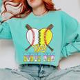 Bonus Mom Of Both Half Baseball Softball Ice Cream Drip Comfort Colors Sweatshirt Butter