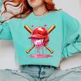 Boys Valentine Day Baseball Helmet Drip Ice-Cream Youth Kids Comfort Colors Sweatshirt Butter