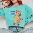 Capybara Calm Your Mitts Baseball Mom Sport Lover Tee Comfort Colors Sweatshirt Butter