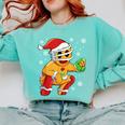 Christmas Gingerbread Man Baseball Player Catcher Comfort Colors Sweatshirt Butter