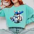 Cool Rabbit Baseball Easter Men Boy Toddler Kid Comfort Colors Sweatshirt Butter