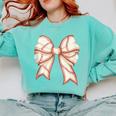 Coquette Bow Baseball Mama Baseball Mom Women Comfort Colors Sweatshirt Butter