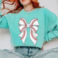 Cute Baseball Coquette Bow For Women Girls Baseball Mama Mom Comfort Colors Sweatshirt Butter