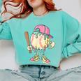 Cute Baseball Ice Cream Drip For Girls & Boys 2 Sides Comfort Colors Sweatshirt Butter