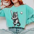 Cute Kitten Playing Baseball Hitter Bat Cool Baseball Cat Comfort Colors Sweatshirt Butter Cute Kitten Playing Baseball Hitter Bat Cool Baseball Cat Comfort Colors Sweatshirt Butter