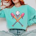 Dripping Pink Baseball Crossed Bats Summer Comfort Colors Sweatshirt Butter Dripping Pink Baseball Crossed Bats Summer Comfort Colors Sweatshirt Butter