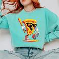 Drippy Pizza Baseball Slice Cartoon Sports Food Comfort Colors Sweatshirt Butter
