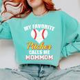 My Favorite Pitcher Calls Me MomMom Pitcher Baseball Mom Mom Comfort Colors Sweatshirt Butter