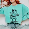 Frog Basketbal Men Women Grumpy Frog Playing Baseball Comfort Colors Sweatshirt Butter