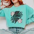 Game Day Baseball Retro Checkered Baseball Comfort Colors Sweatshirt Butter