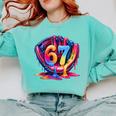 Gen Alpha Slang Ice Cream Drip Six Seven 67 Baseball Catcher Comfort Colors Sweatshirt Butter