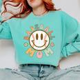 Happy Baseball Mom Groovy Retro Floral Smiling Face Comfort Colors Sweatshirt Butter Happy Baseball Mom Groovy Retro Floral Smiling Face Comfort Colors Sweatshirt Butter