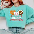 Happy Valentine’s Day Basketball Football Baseball Hearts Comfort Colors Sweatshirt Butter