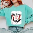 My Heart Is On That Field Baseball Mom Momm Comfort Colors Sweatshirt Butter