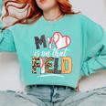 My Heart Is On That Field Mother's Day Baseball Mom Women Comfort Colors Sweatshirt Butter