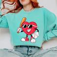Heart Play Baseball Valentine's Day Teens Boys Girls Kids Comfort Colors Sweatshirt Butter Heart Play Baseball Valentine's Day Teens Boys Girls Kids Comfort Colors Sweatshirt Butter