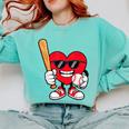 Heart Playing Baseball Valentines Day Comfort Colors Sweatshirt Butter Heart Playing Baseball Valentines Day Comfort Colors Sweatshirt Butter