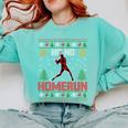 Ho Ho Homerun Xmas Sports Player Baseball Ugly Christmas Comfort Colors Sweatshirt Butter Ho Ho Homerun Xmas Sports Player Baseball Ugly Christmas Comfort Colors Sweatshirt Butter