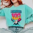 HUGvyn I Survived 100 Days Baseball Teacher Ice Cream Drip Comfort Colors Sweatshirt Butter HUGvyn I Survived 100 Days Baseball Teacher Ice Cream Drip Comfort Colors Sweatshirt Butter