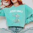 Jesus Saves Shirt Religious Christian Faith Baseball Comfort Colors Sweatshirt Butter