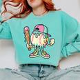 Melted Ice-Cream Baseball Mascot Pastel Pop Comfort Colors Sweatshirt Butter