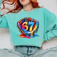 Number 67 Baseball Glove Ice Cream Drip Six Seven Meme Comfort Colors Sweatshirt Butter Number 67 Baseball Glove Ice Cream Drip Six Seven Meme Comfort Colors Sweatshirt Butter