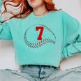 Number 7 Years Baseball 7TH Birthday Comfort Colors Sweatshirt Butter