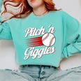 Pitch 'n Giggles Baseball Player Women Baseball Mom Comfort Colors Sweatshirt Butter Pitch 'n Giggles Baseball Player Women Baseball Mom Comfort Colors Sweatshirt Butter